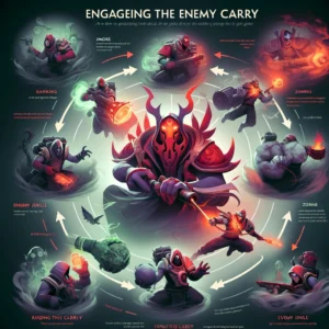 Dota 2 engaging enemy carry