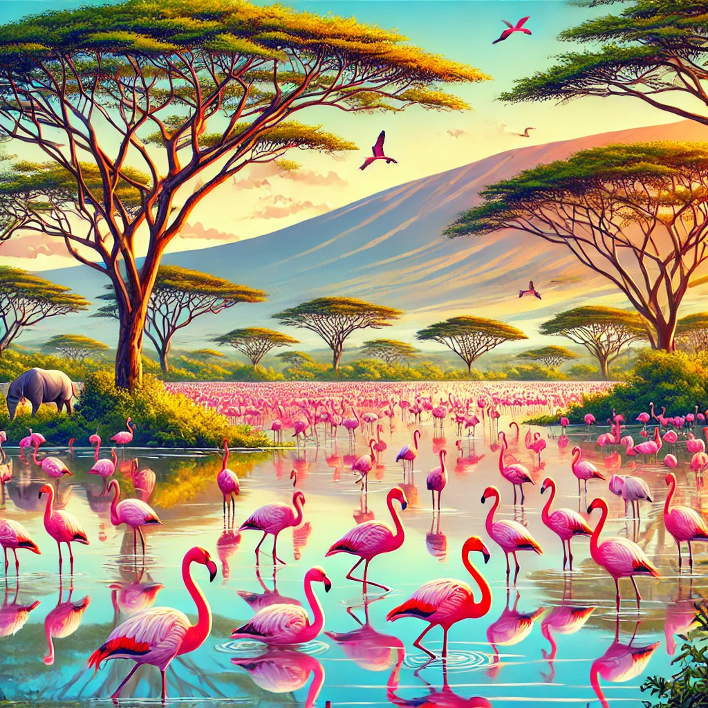 Flamingos in Lake Nakuru, Kenya