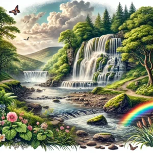 Scenic waterfalls in Ireland