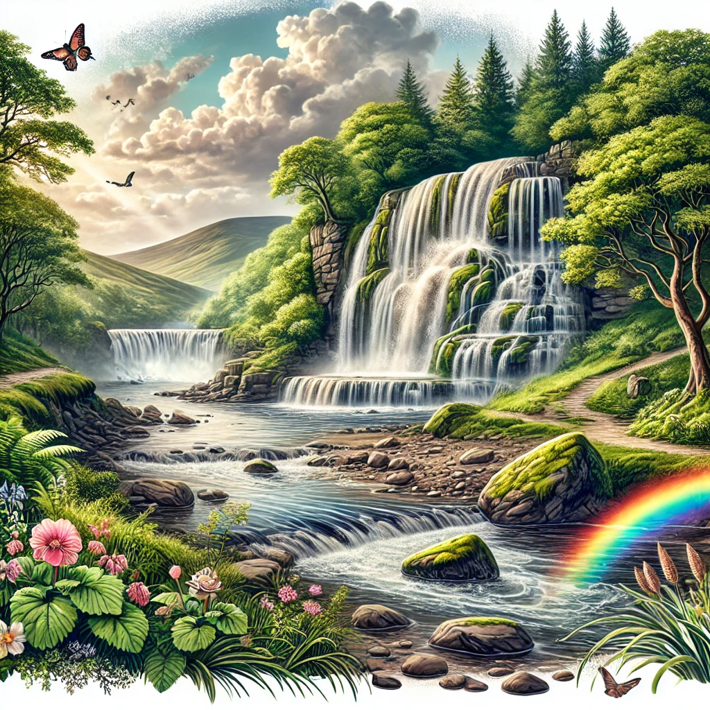 Scenic waterfalls in Ireland