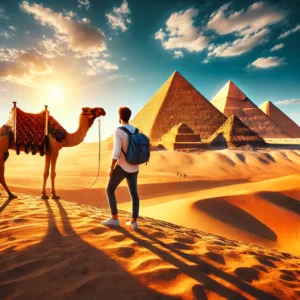 Visiting pyramids in Giza
