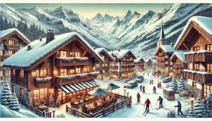 Winter ski villages in the Alps